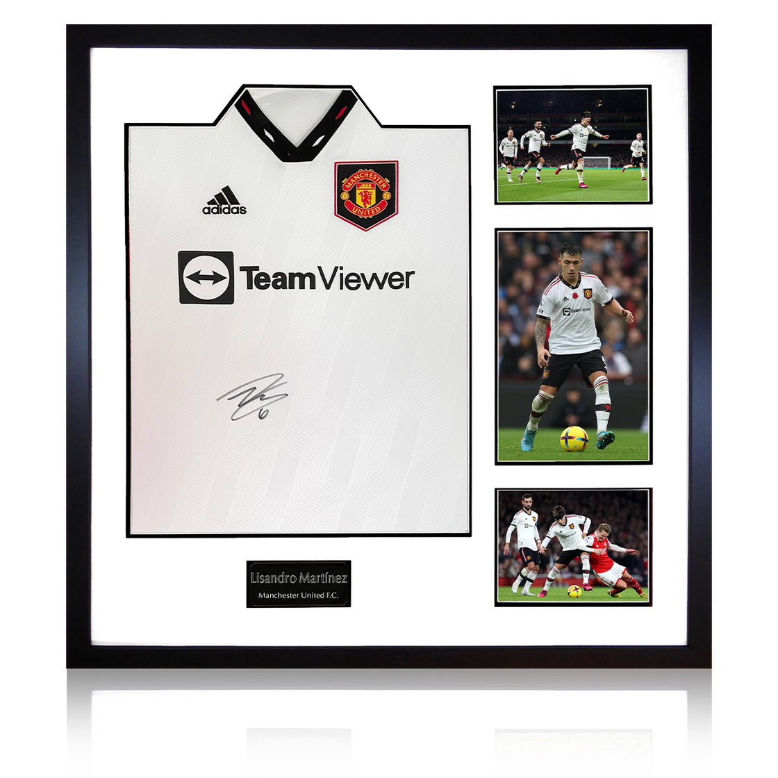 Lisandro Martínez Front Signed Manchester United Away Kit Elite Frame