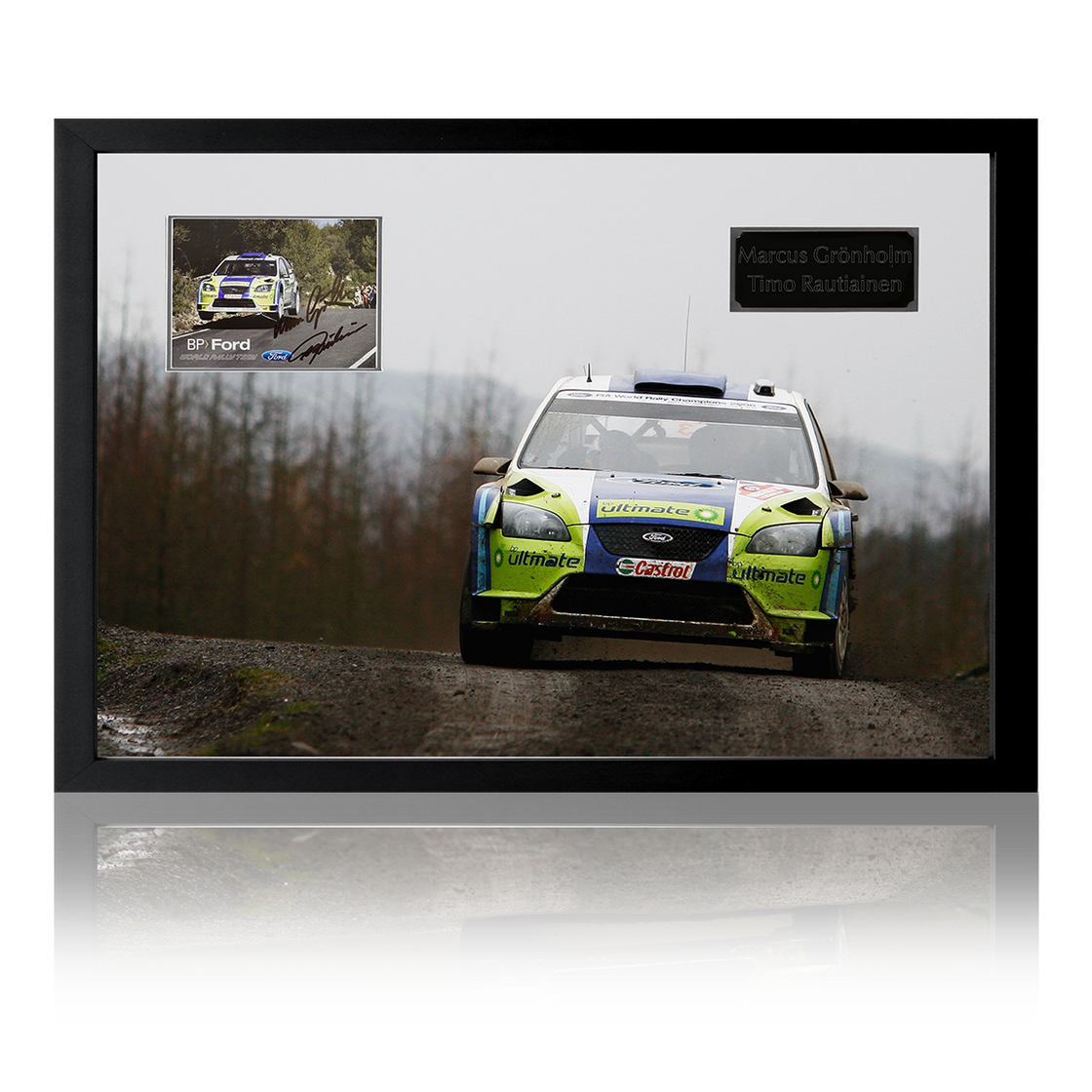 Ford Focus WRC Gronholm & Rautianen Dual Signed Iconic Frame