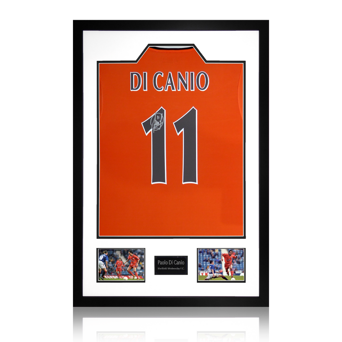 Paolo Di Canio Signed Sheffield Wednesday 1998 Away Shirt Premium Frame