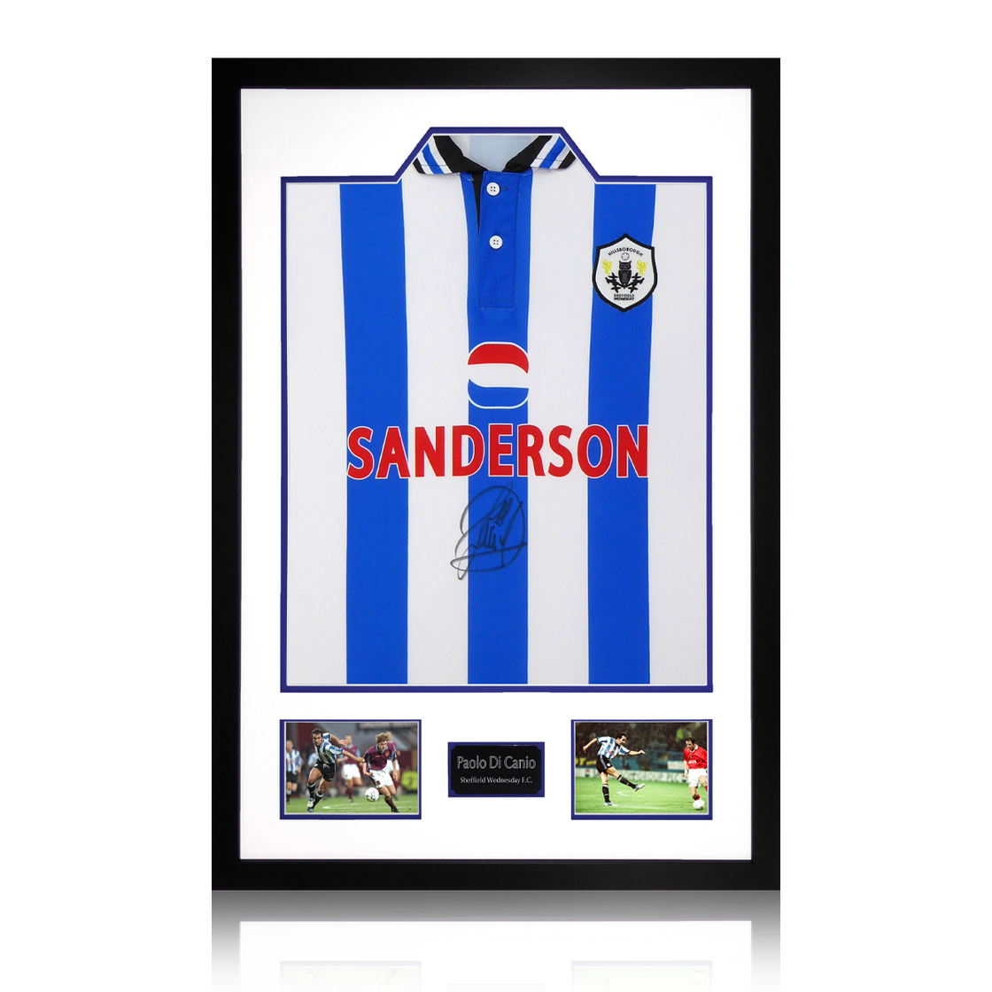 Paolo Di Canio Signed Sheffield Wednesday 1998 Home Shirt Premium Frame