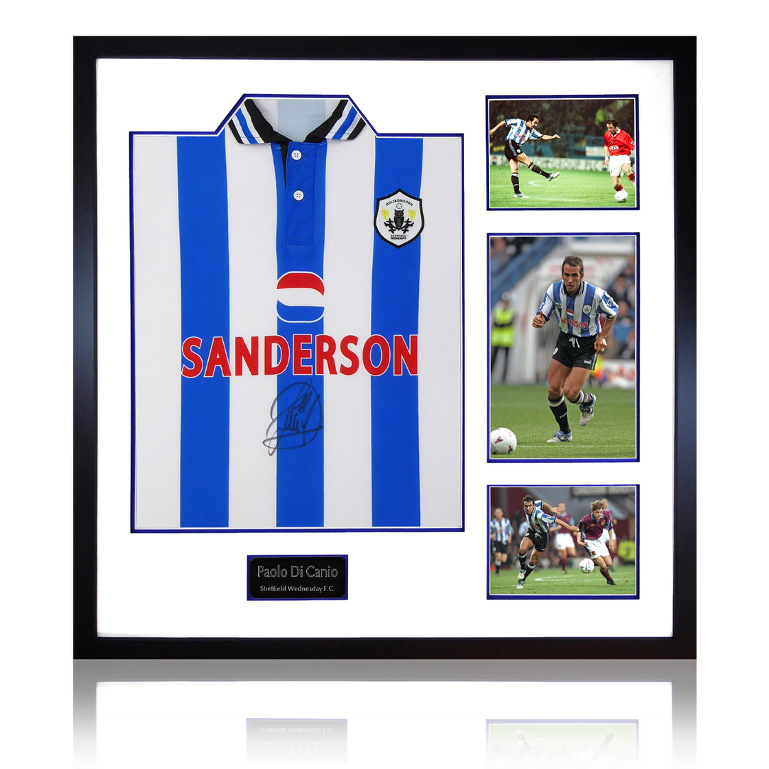 Paolo Di Canio Signed Sheffield Wednesday 1998 Home Shirt Elite Frame