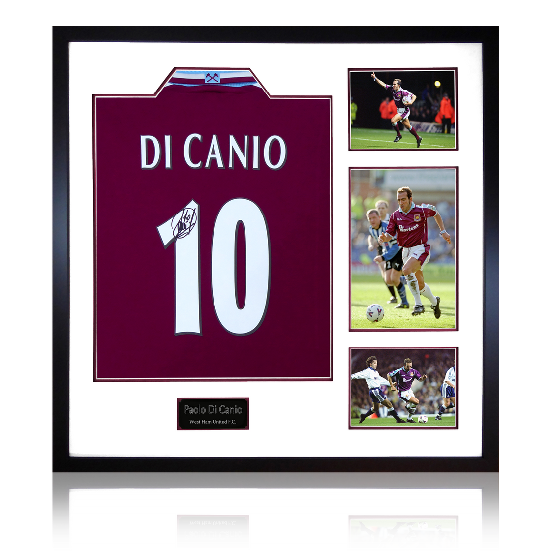 Paolo Di Canio Signed West Ham Home Shirt Back Elite Frame