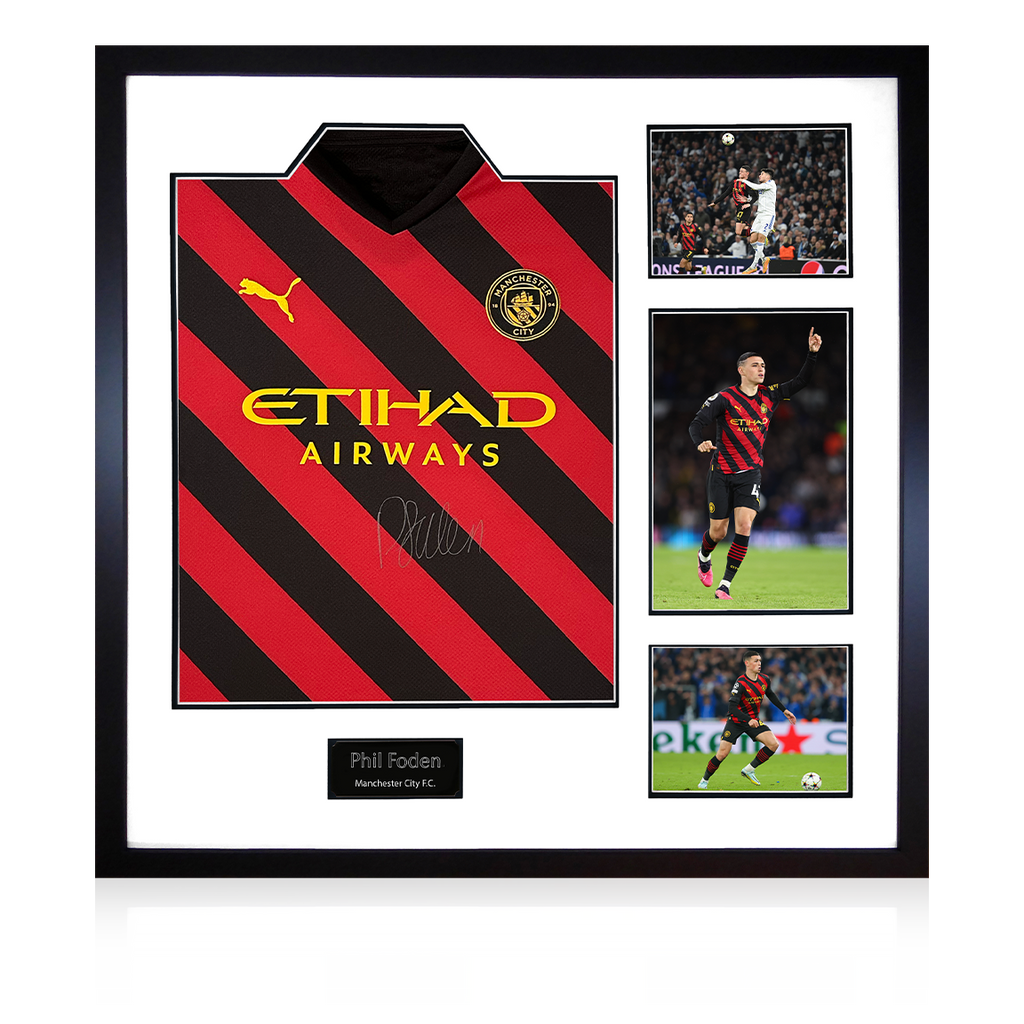 Phil Foden Signed Man City 22/23 Away Shirt Display Large The Fan