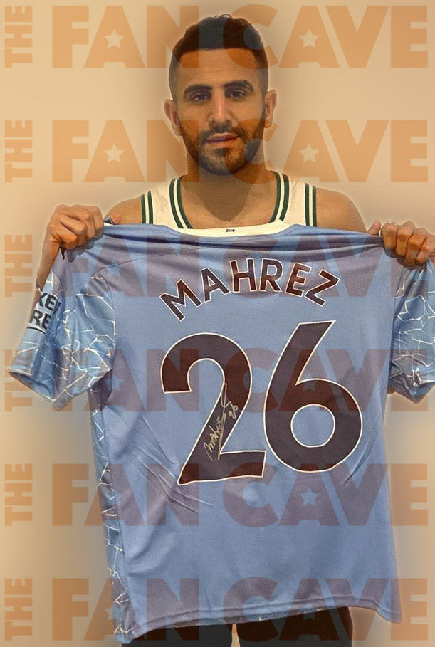 Riyad Mahrez Signed Manchester City 20/21 Shirt Premium Frame