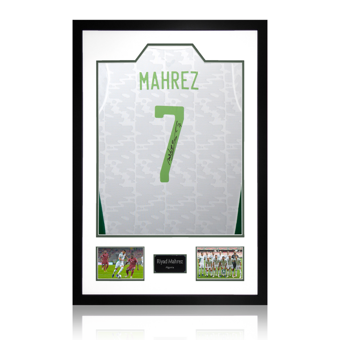 Riyad Mahrez Signed Algeria Shirt Elite Frame