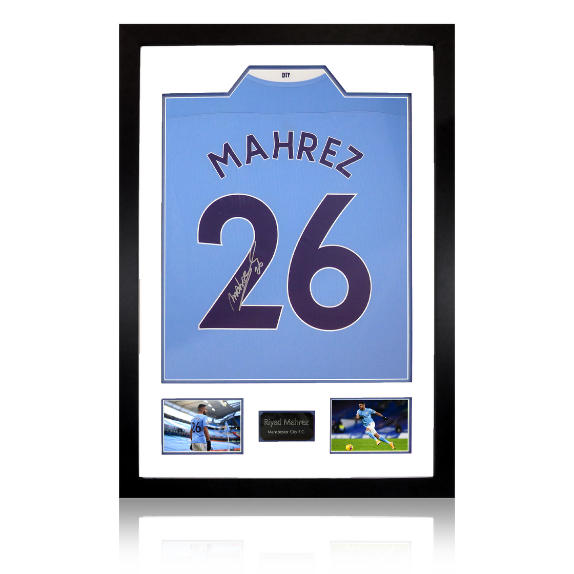 Riyad Mahrez Signed Manchester City 20/21 Shirt Premium Frame