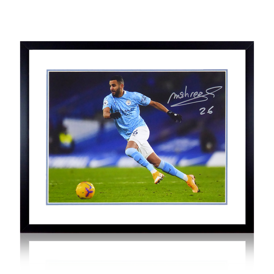 Riyad Mahrez Signed Manchester City Deluxe Mount Display