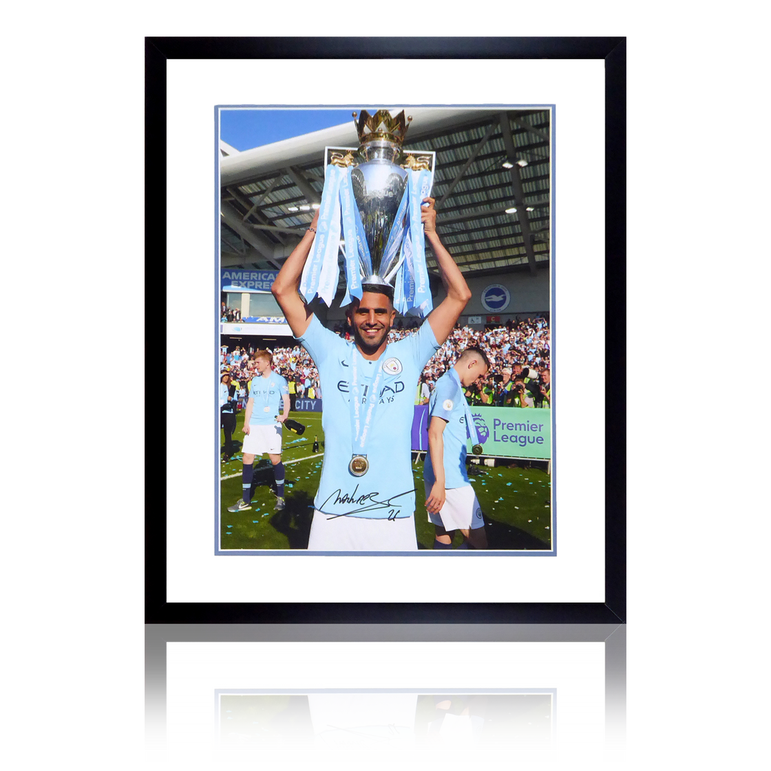 Riyad Mahrez Signed Manchester City Deluxe Mount Display