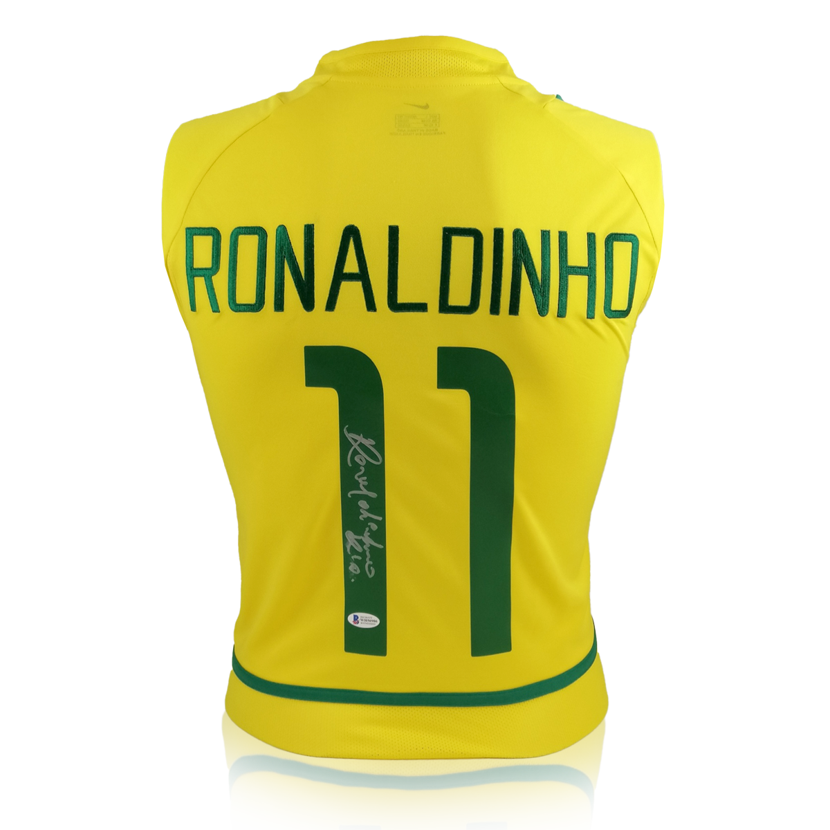 Ronaldinho Brazil Autographed 2002 Home Jersey - Icons