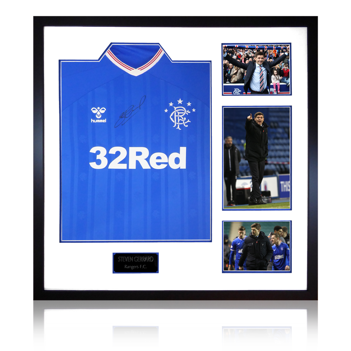 Steven Gerrard Signed Rangers Shirt Elite Frame