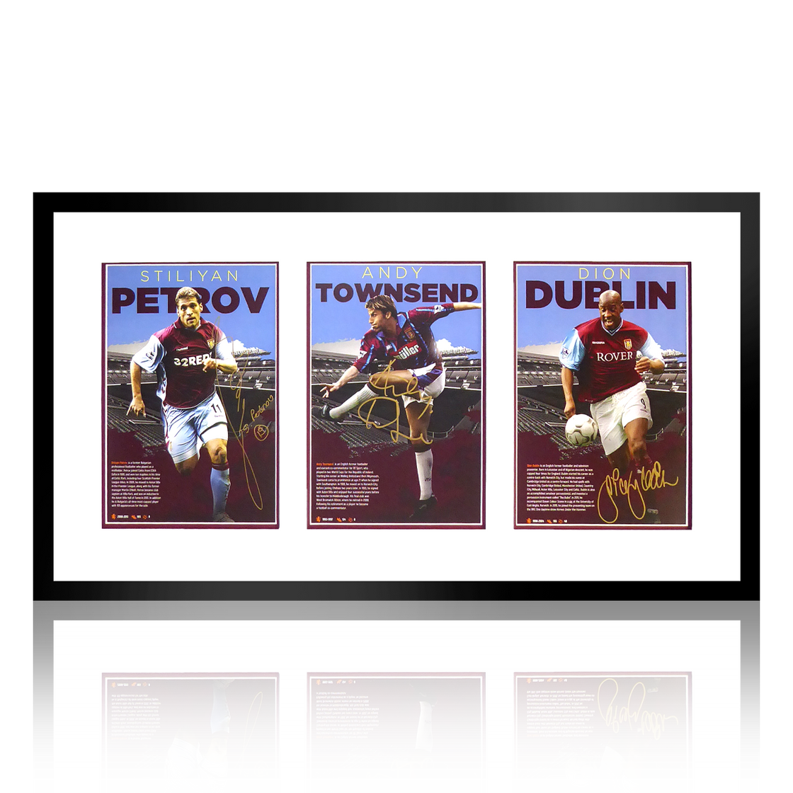 Stilliyan Petrov, Andy Townsend, Dion Dublin Signed Aston Villa Deluxe Mount Display