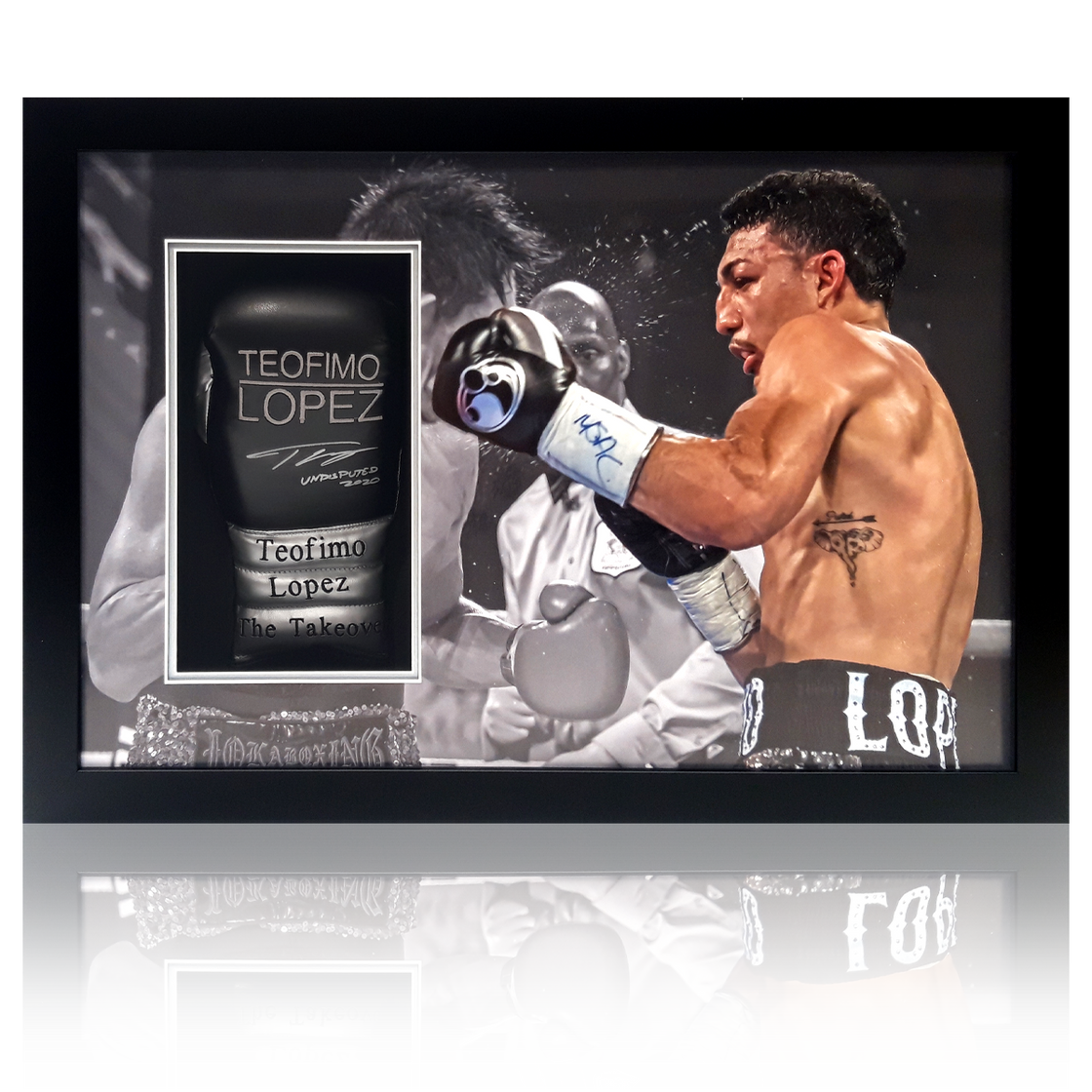 Teofimo Lopez Signed Glove Iconic Frame