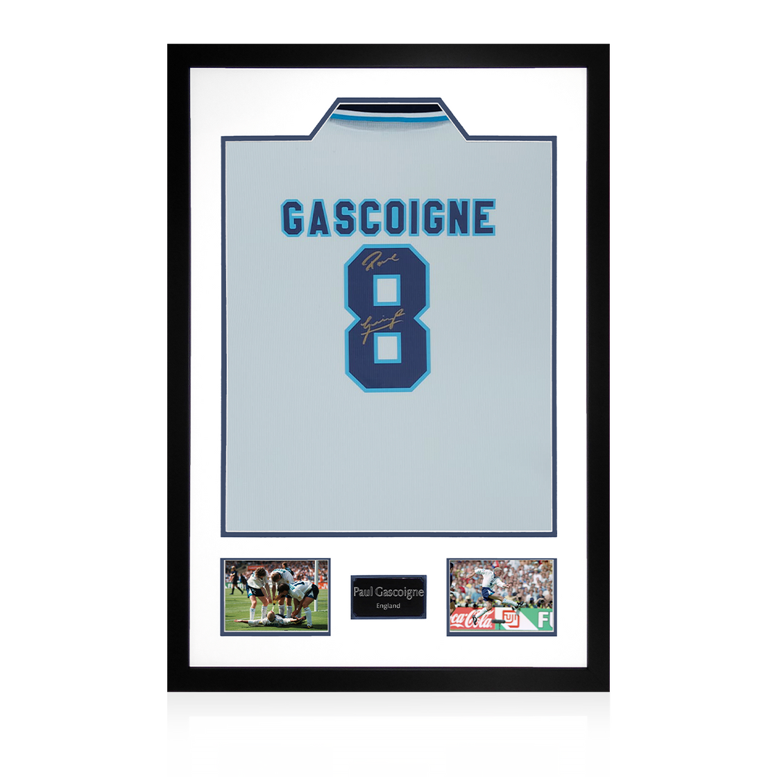 Paul Gascoigne Signed England 96' Shirt Premium Frame